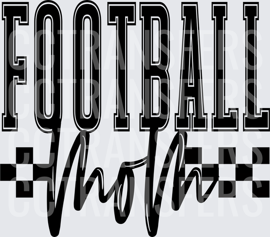 Football Mom Varsity Lettering Checkered Script Design (DTF)