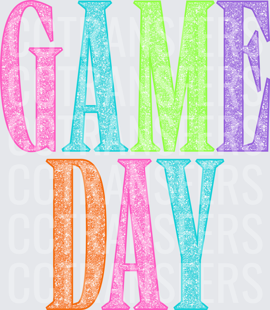 Glitter Multicolor Game Day Bold Letter Design (DTF)