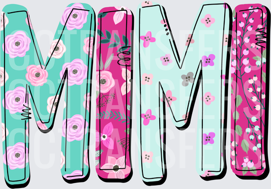 Floral Patterned Block Letter M M (DTF)