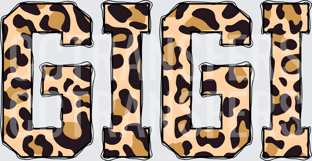 Gigi Leopard Print Bold Block Letters (DTF)