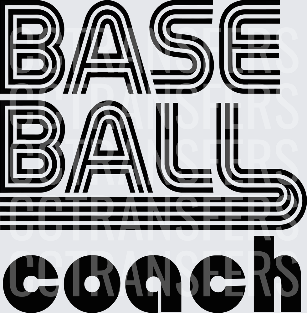 Baseball Coach Retro Stripe Bold Typography (DTF)