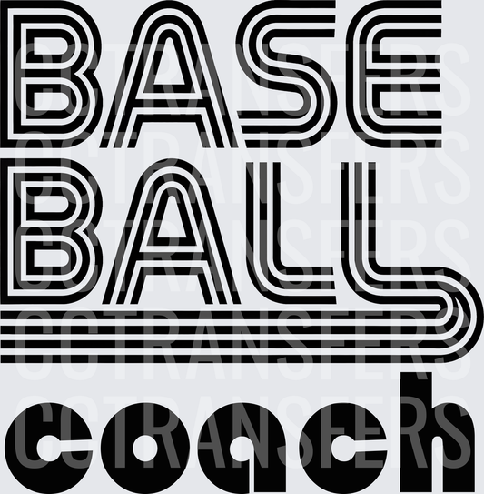 Baseball Coach Retro Stripe Bold Typography (DTF)