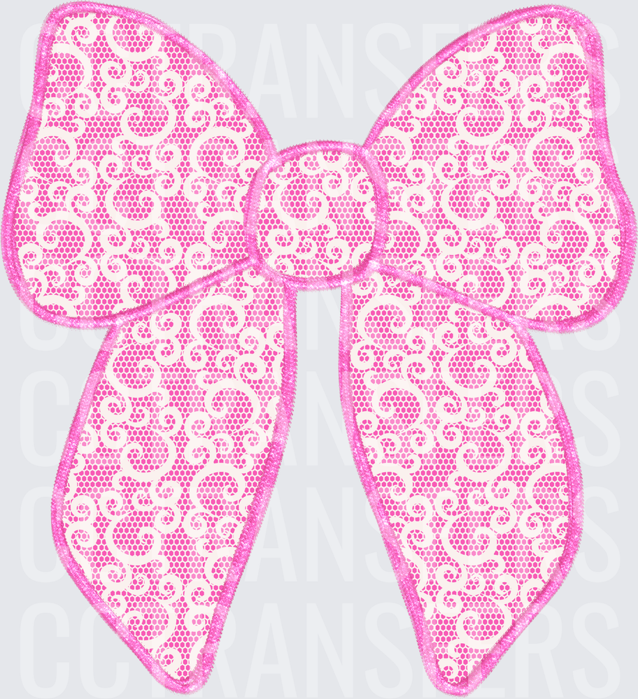 Hot Pink Lace Swirl Cheer Bow (DTF)