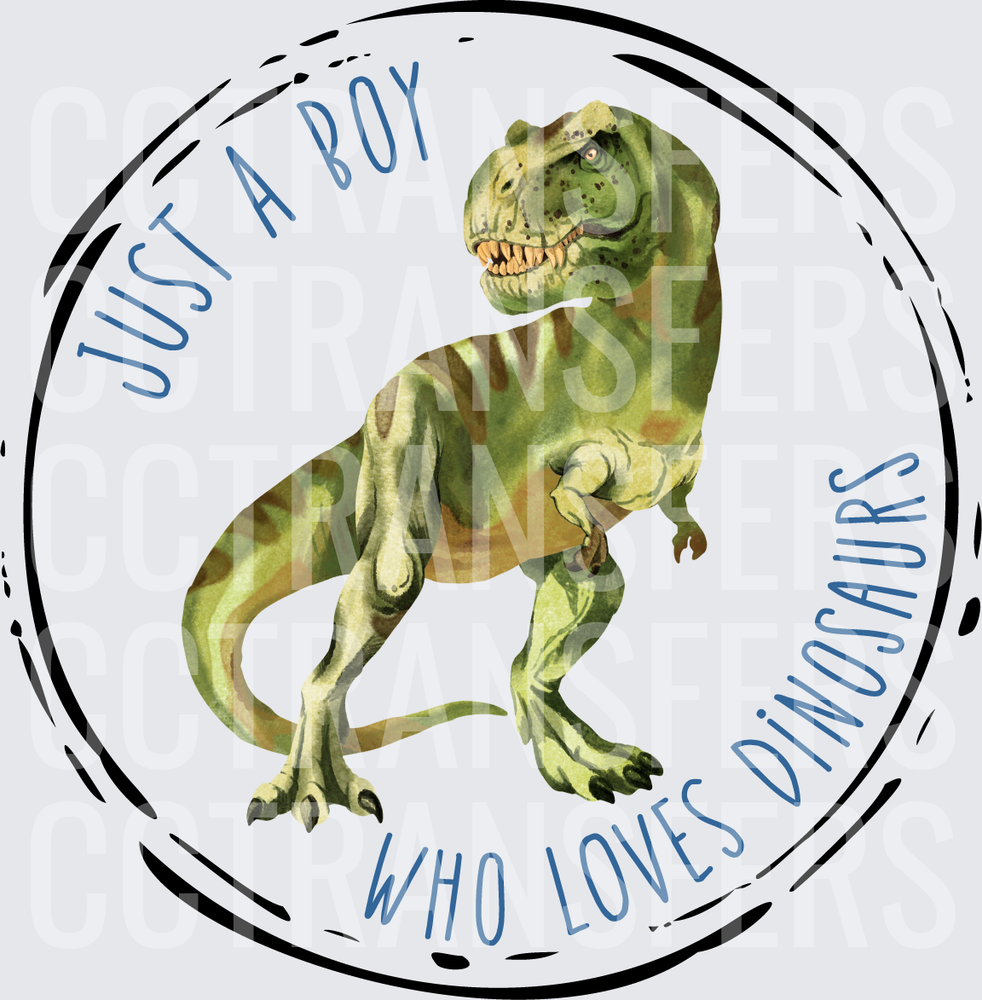 Just A Boy Who Loves Dinosaurs T-Rex Circle (DTF)