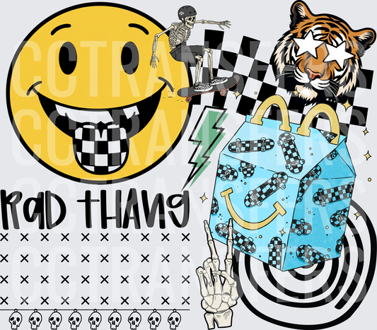 Rad Thang Smiley Skater Skeleton Tiger Checkered (DTF)