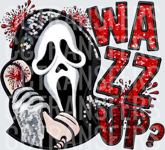 Ghostface Wazzup Sequin Patch Horror Halloween (DTF)