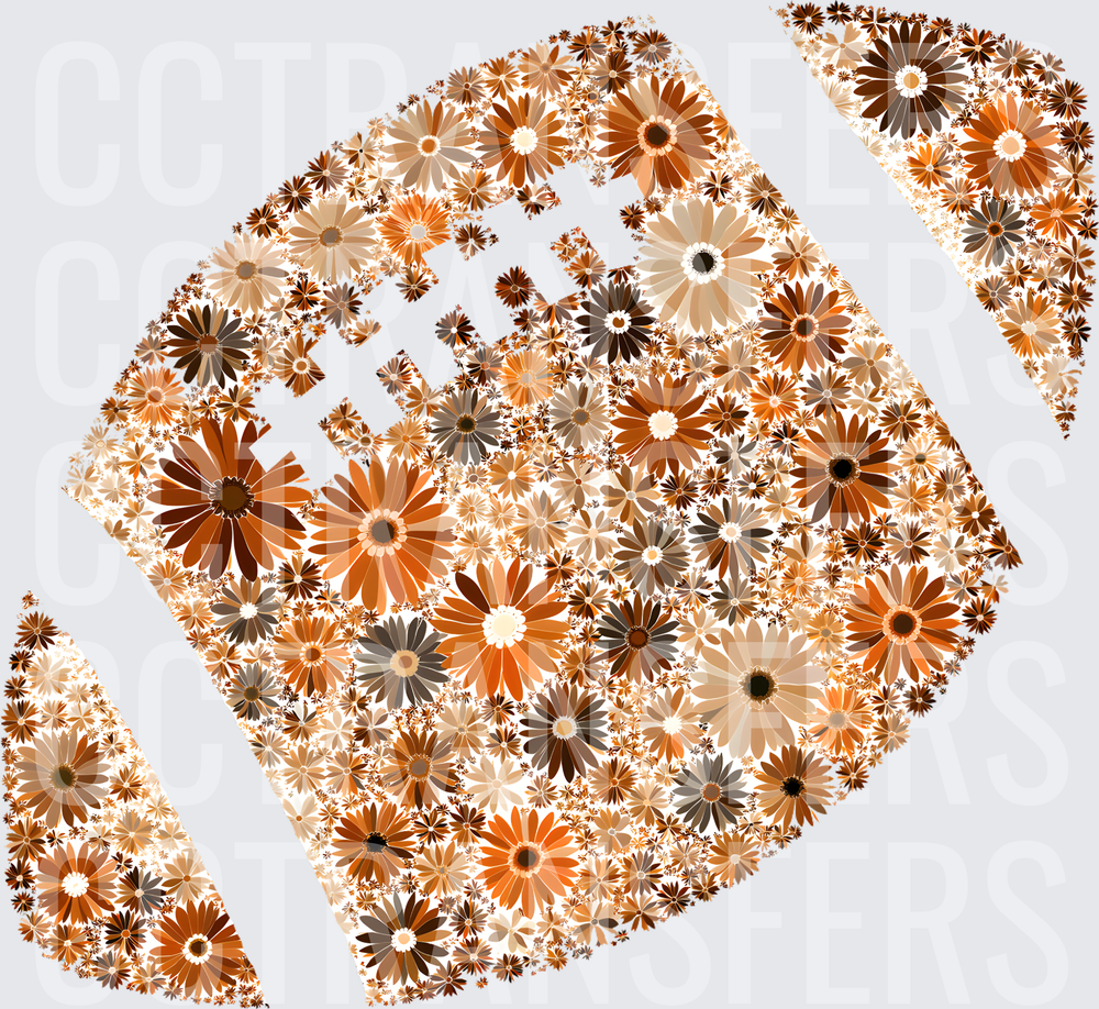 Floral Daisy Football Brown Orange Boho (DTF)