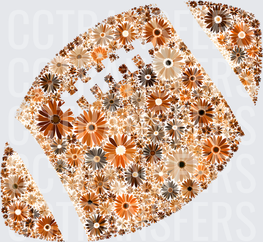 Floral Daisy Football Brown Orange Boho (DTF)