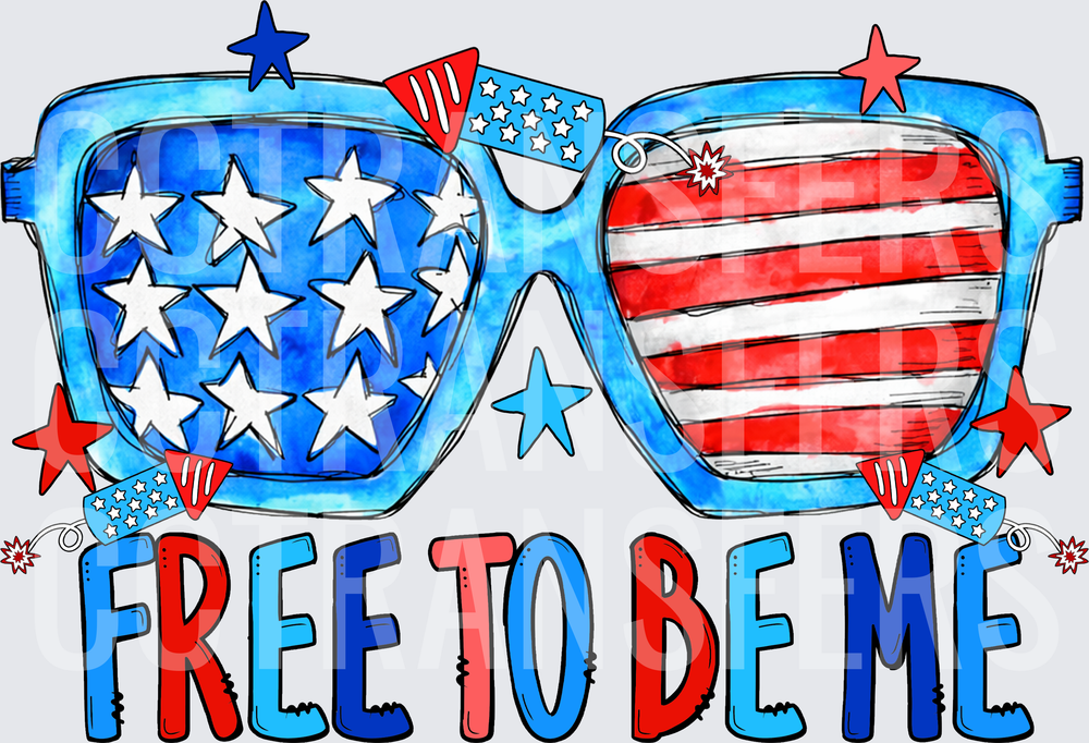 Free To Be Me Patriotic Stars Stripes Sunglasses (DTF)