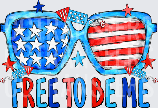 Free To Be Me Patriotic Stars Stripes Sunglasses (DTF)