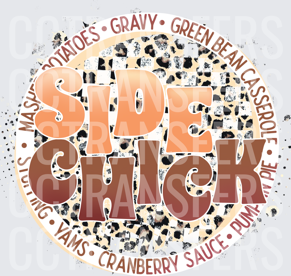 Thanksgiving Side Chick Leopard Checkered Circle (DTF)