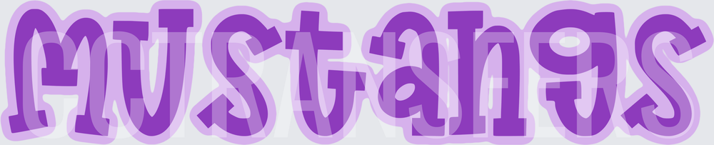Purple Mustangs Bold Bubble Font Lettering (DTF)