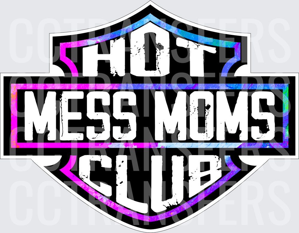 Hot Mess Moms Club Biker Shield Colorful Badge (DTF)