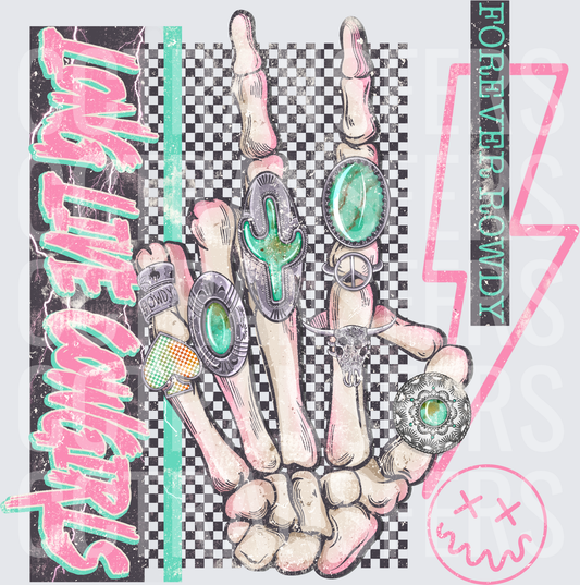 Live The Nights Forever Rowdy Skeleton Hand Western Rings (DTF)