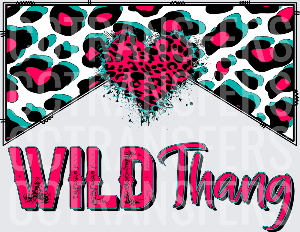 Wild Thang Leopard Print Heart Banner Design (DTF)