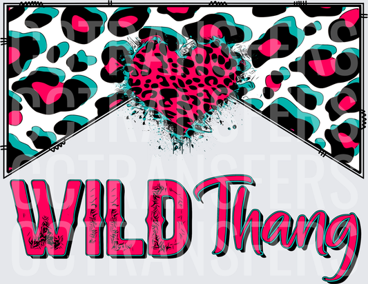 Wild Thang Leopard Print Heart Banner Design (DTF)