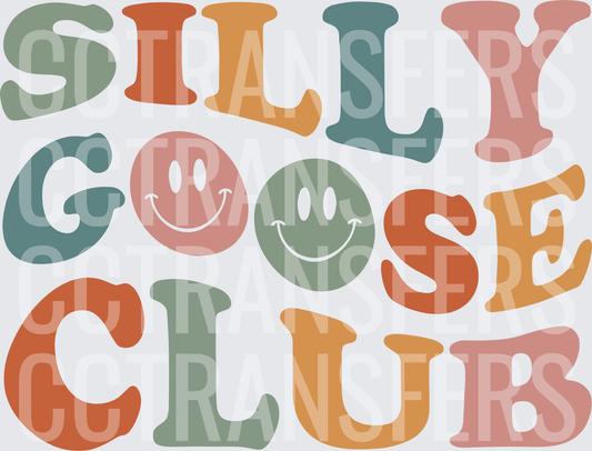 Silly Goose Club Retro Smiley Face Groovy Letters (DTF)
