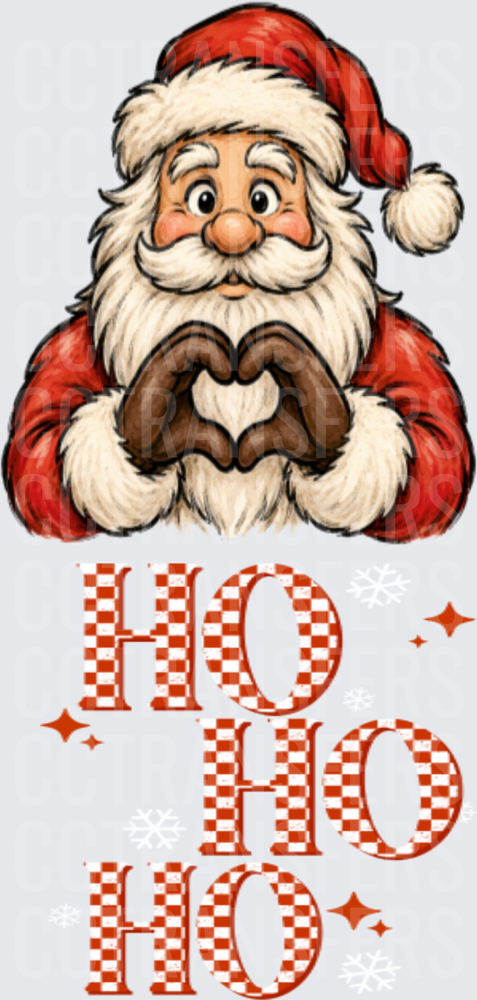 Santa Making Heart Hands Ho Ho Ho (DTF)