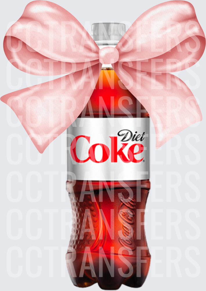 Diet Cola Bottle with Pink Satin Bow (DTF)