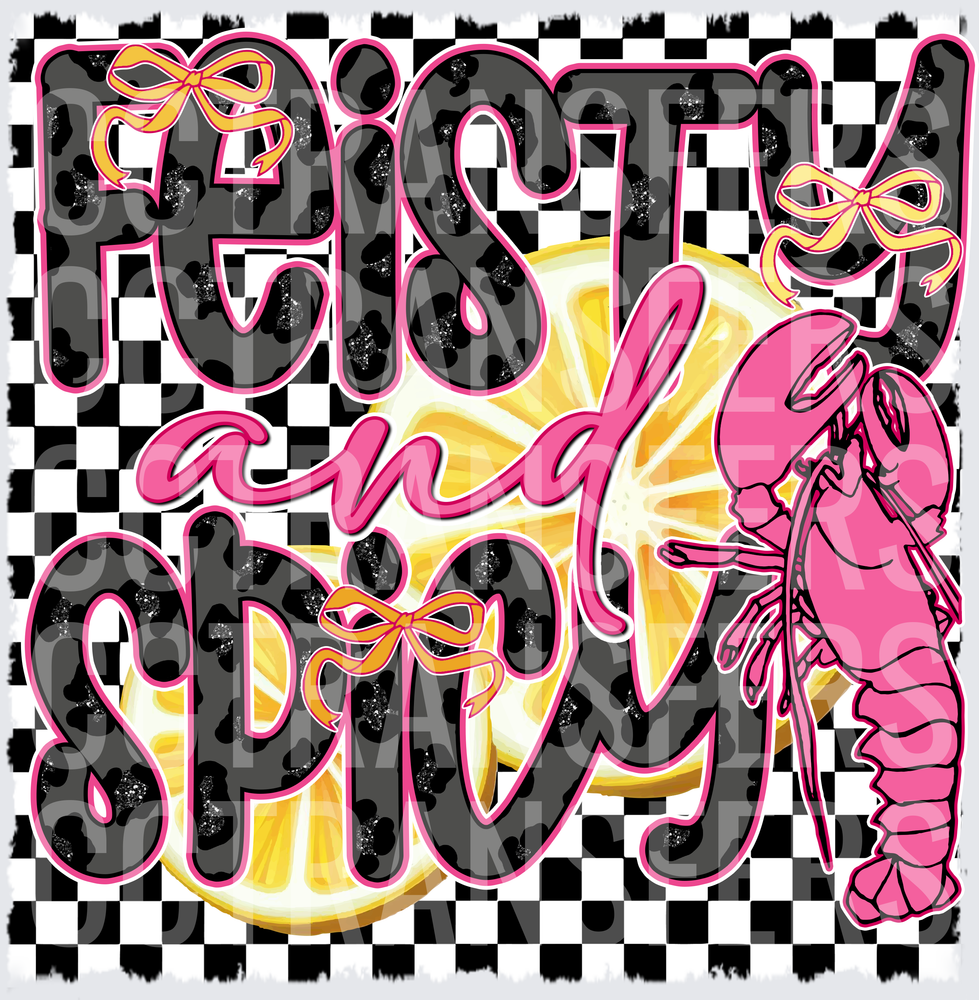 Feisty and Spicy Leopard Crawfish Lemon Checkered (DTF)