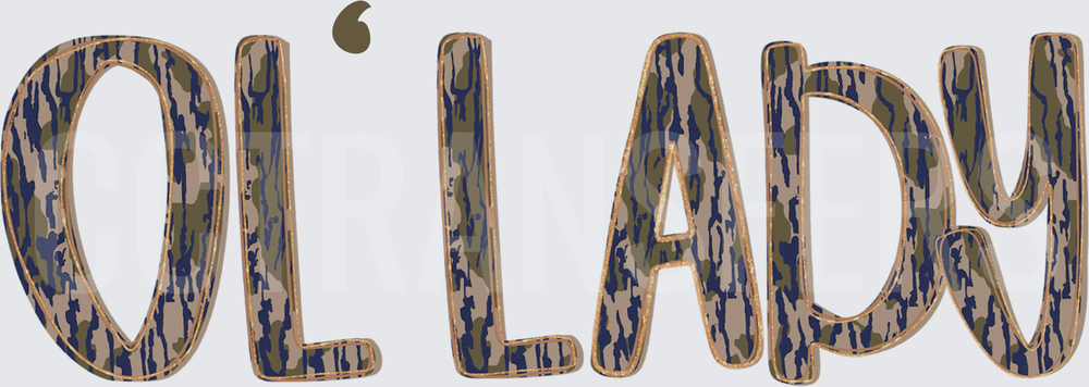 Ol' Lady Camo Woodland Bolt Text (DTF)