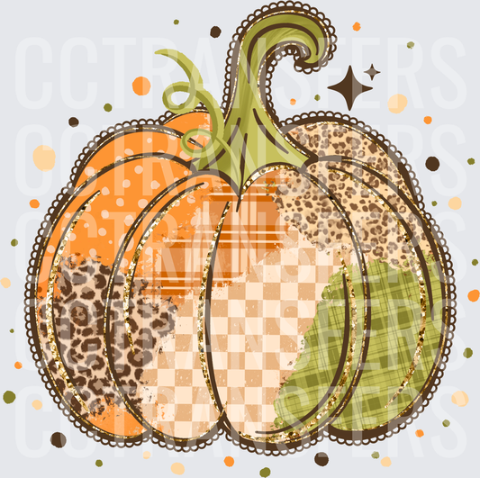 Patchwork Fall Pumpkin Leopard Plaid Checker Boho (DTF)