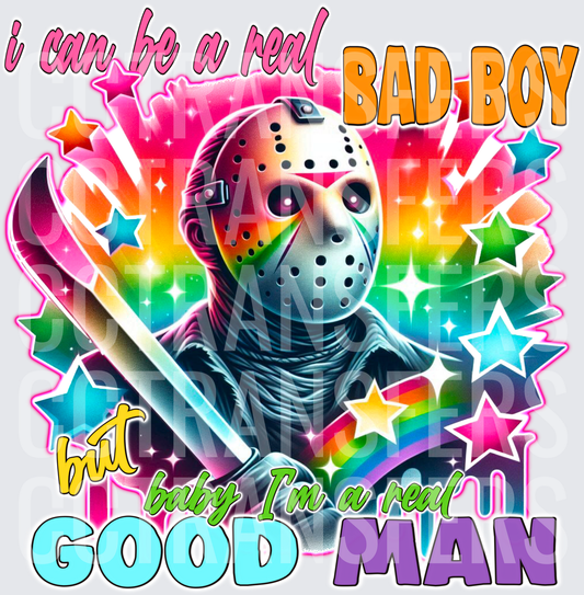 Jason Voorhees Rainbow Bad Boy Good Man Funny (DTF)