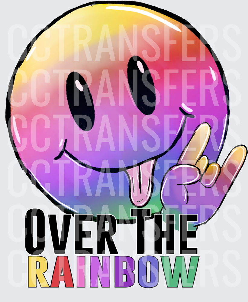 Rainbow Gradient Smiley Face Over The Rainbow (DTF)