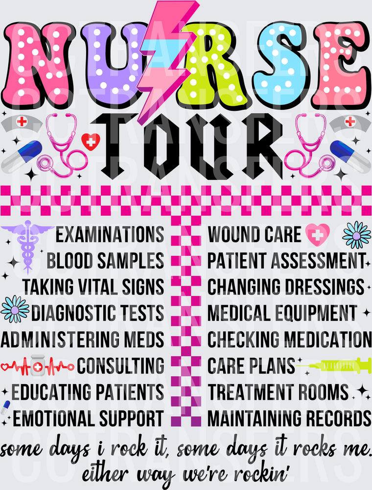 Nurse Tour Rock It Nursing Duties Checklist Design (DTF)