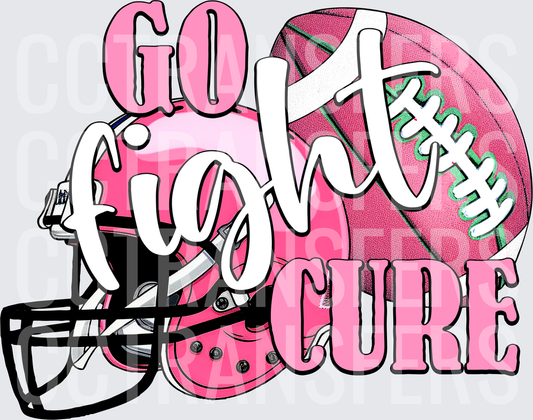 Go Fight Cure Pink Football Helmet Breast Cancer Awareness (DTF)