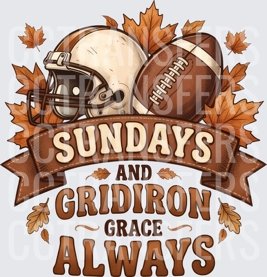 Sundays and Gridiron Grace Always Fall Football Helmet (DTF)