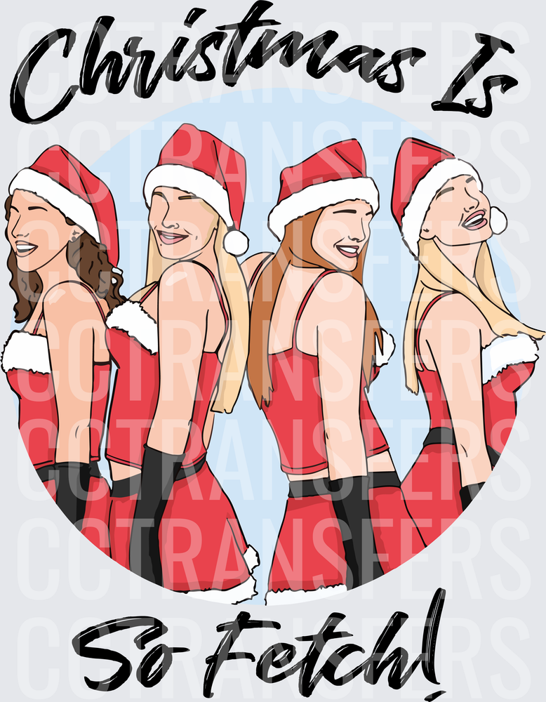 Christmas Is So Fetch Girls Santa Outfit Holiday (DTF)