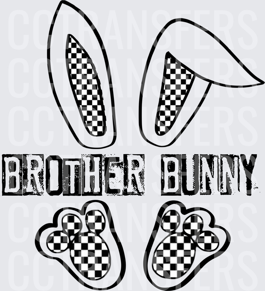 Brother Bunny Checkered Ears and Feet Easter (DTF)