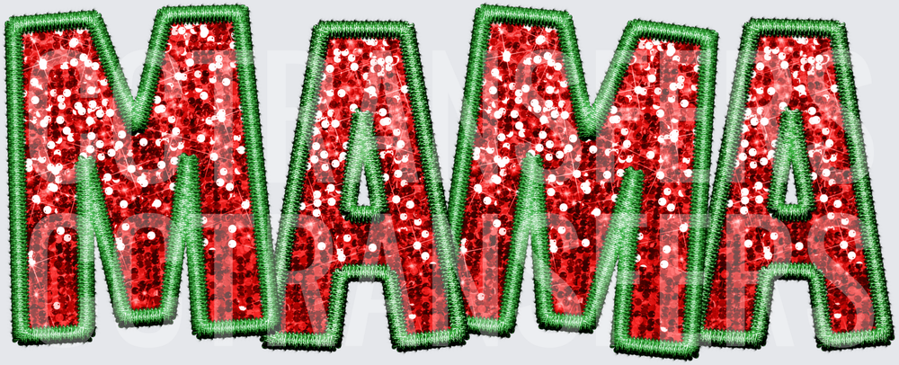Mama Red Sequin Embroidery Patch Style Christmas (DTF)