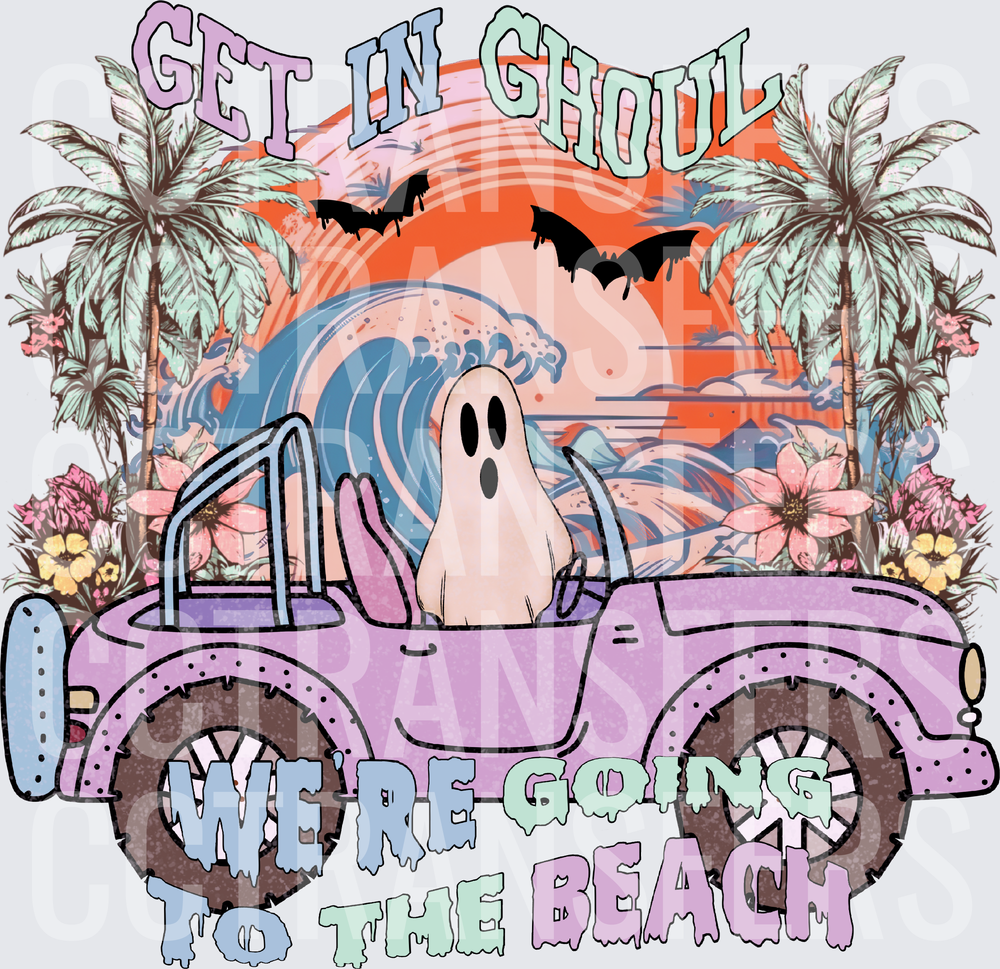 Get In Ghoul We're Going To The Beach Ghost Jeep (DTF)