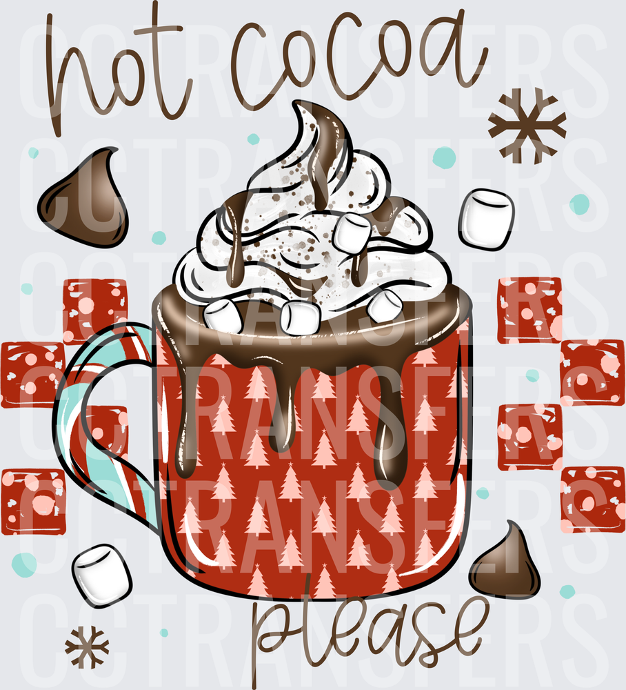 Hot Cocoa Please Christmas Mug Whipped Cream Marshmallows (DTF)