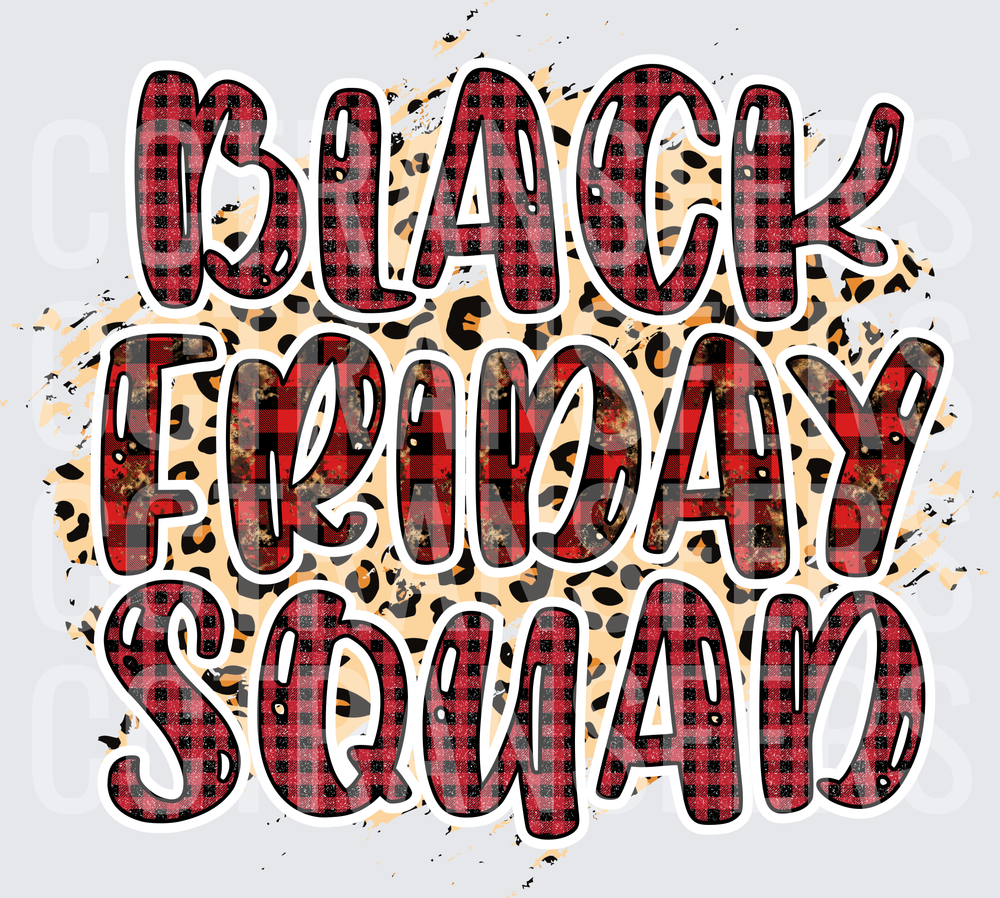 Black Friday Squad Buffalo Plaid Leopard Print (DTF)