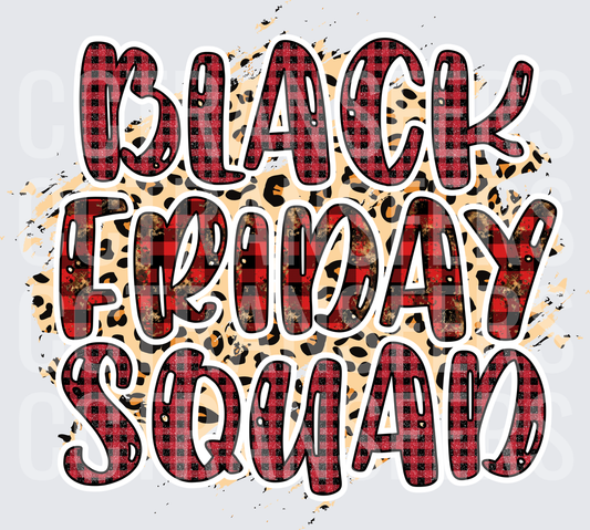 Black Friday Squad Buffalo Plaid Leopard Print (DTF)