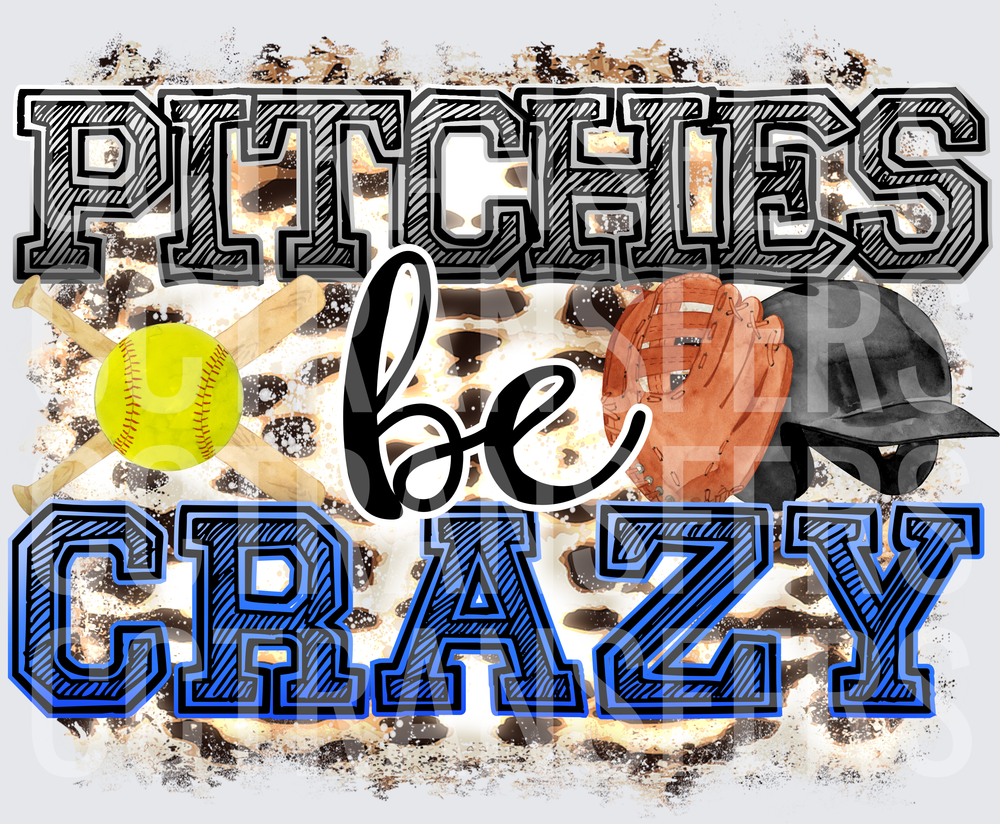 Pitches Be Crazy Softball Leopard Print Design (DTF)