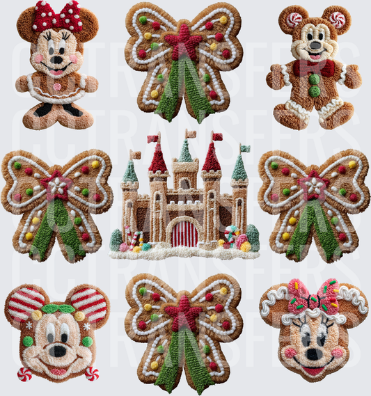 Gingerbread Mouse Christmas Bundle Punch Needle Style (DTF)