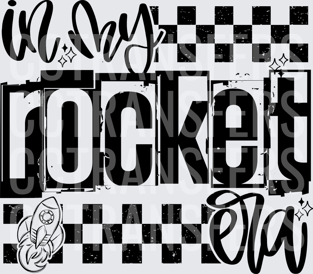 In My Rocket Era Checkered Grunge Space Launch (DTF)