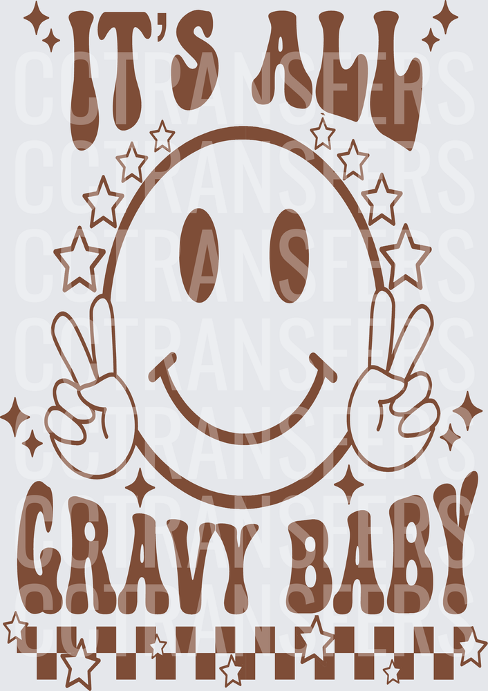 It's All Gravy Baby Retro Smiley Peace Sign (DTF)