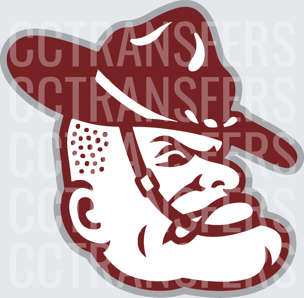 Maroon Cowboy Mascot Face Logo (DTF)