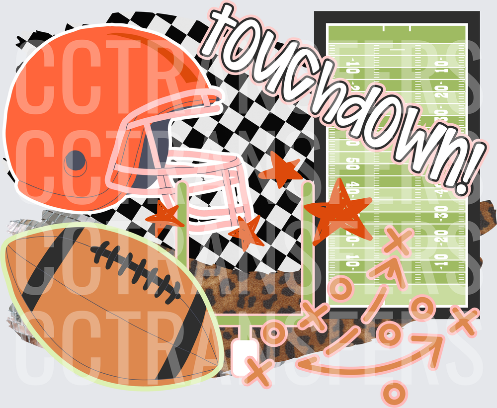 Touchdown Football Helmet Field Checkered Leopard (DTF)