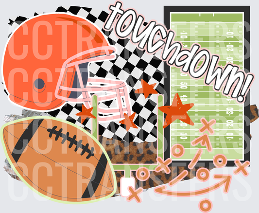 Touchdown Football Helmet Field Checkered Leopard (DTF)