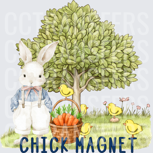Chick Magnet Easter Bunny with Baby Chicks and Carrots (DTF)
