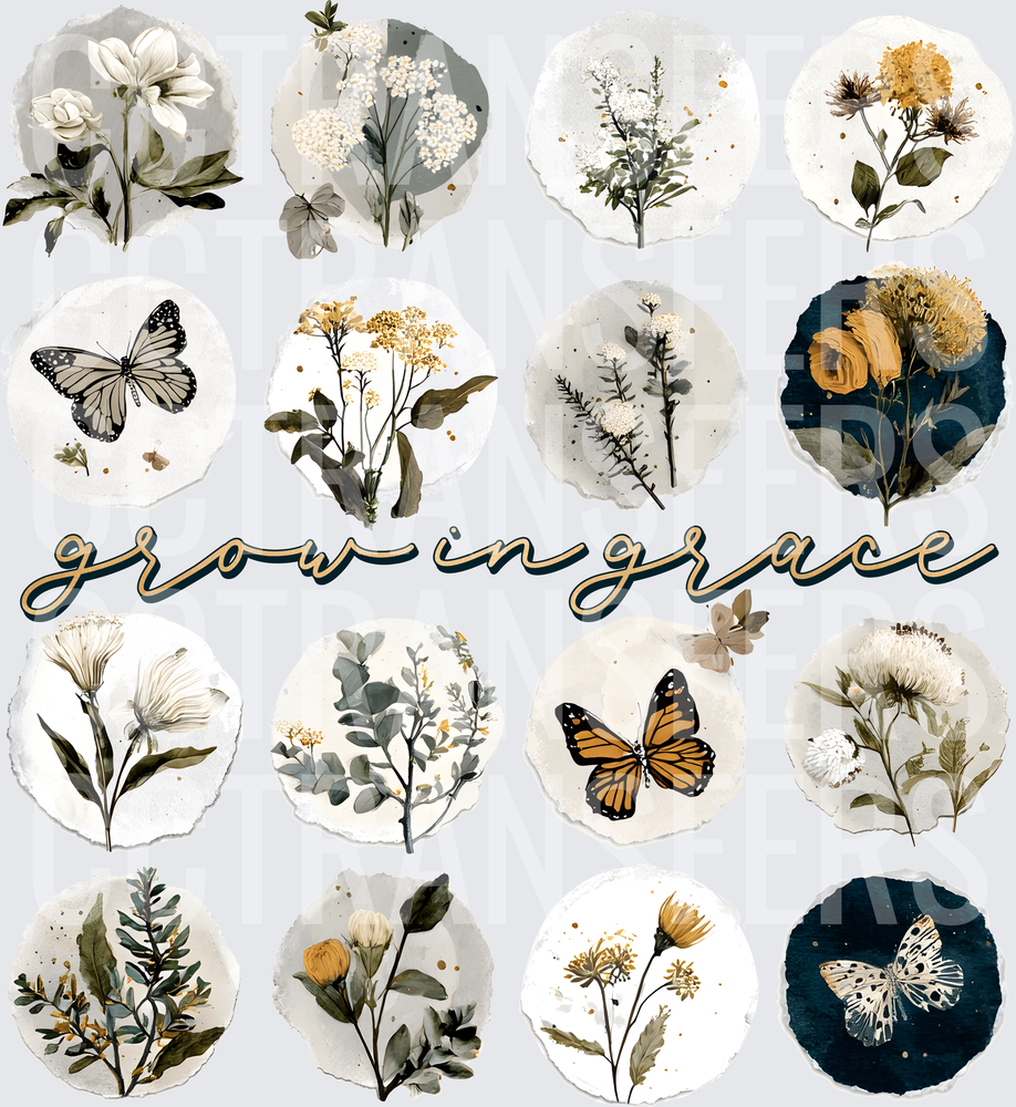 Grow In Grace Botanical Floral Butterfly Bundle (DTF)