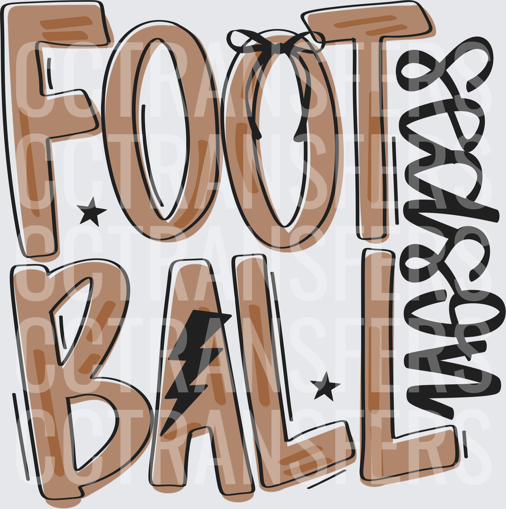 Football Season Mama Bold Lettering Lightning Bolt Stars (DTF)