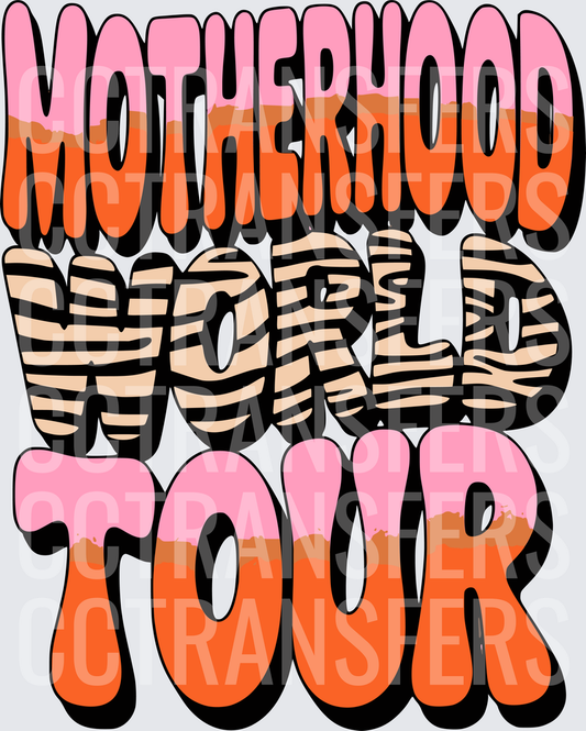 Motherhood World Tour Retro Groovy Bubble Letter Design (DTF)