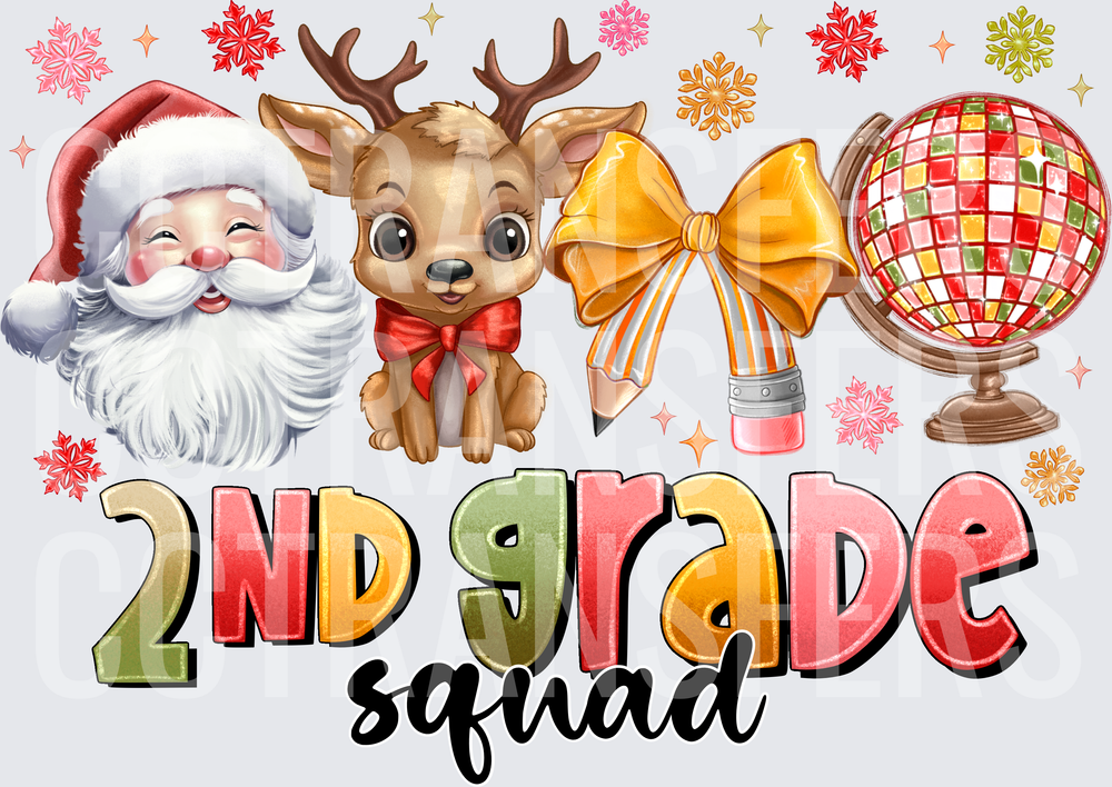 2nd Grade Squad Christmas Santa Reindeer Teacher (DTF)